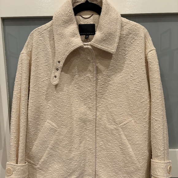 XS Banana Republic Cream Off White Textured Coat Jacket - Picture 1 of 6